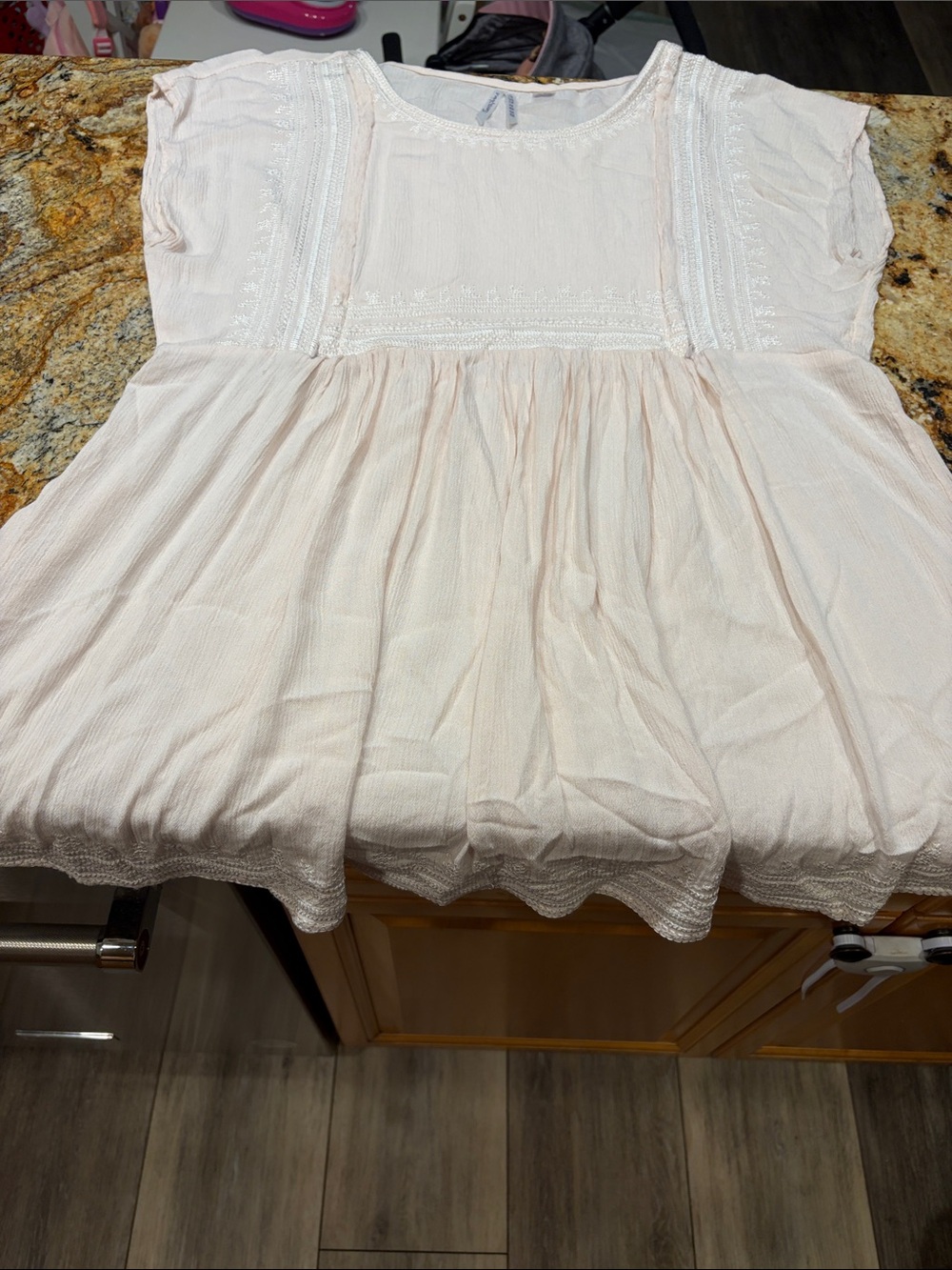 Seraphine Maternity Light Pink Embroidered Babydoll Top
